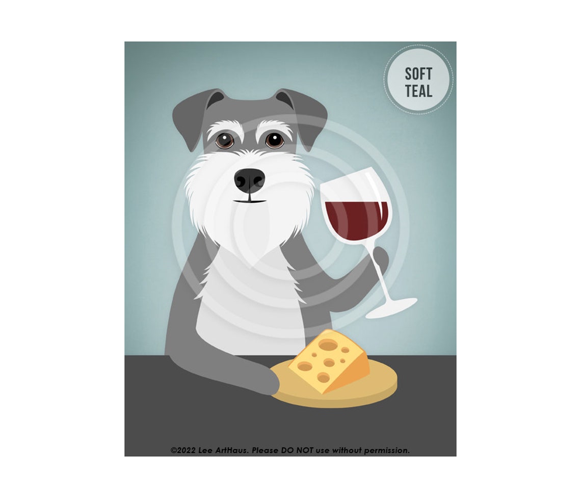 Schnauzer Holding Wine Glass With Cheese Wedge Cute Dog Poster - Image 4