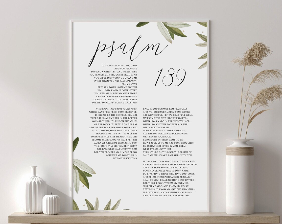 Psalm 139 Bible Verse Christian Wall Art Print
