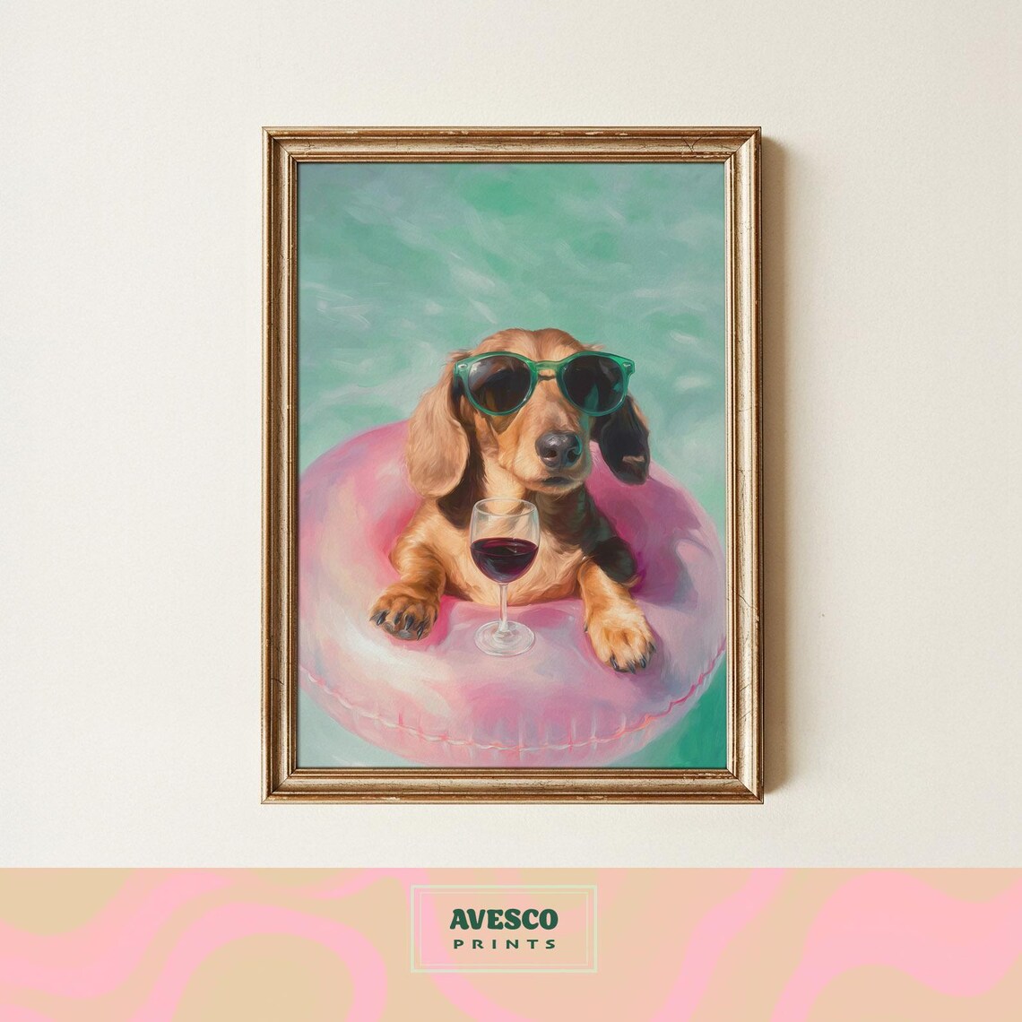 Dachshund In Rubber Ring, Summer Dog Lover Art Print