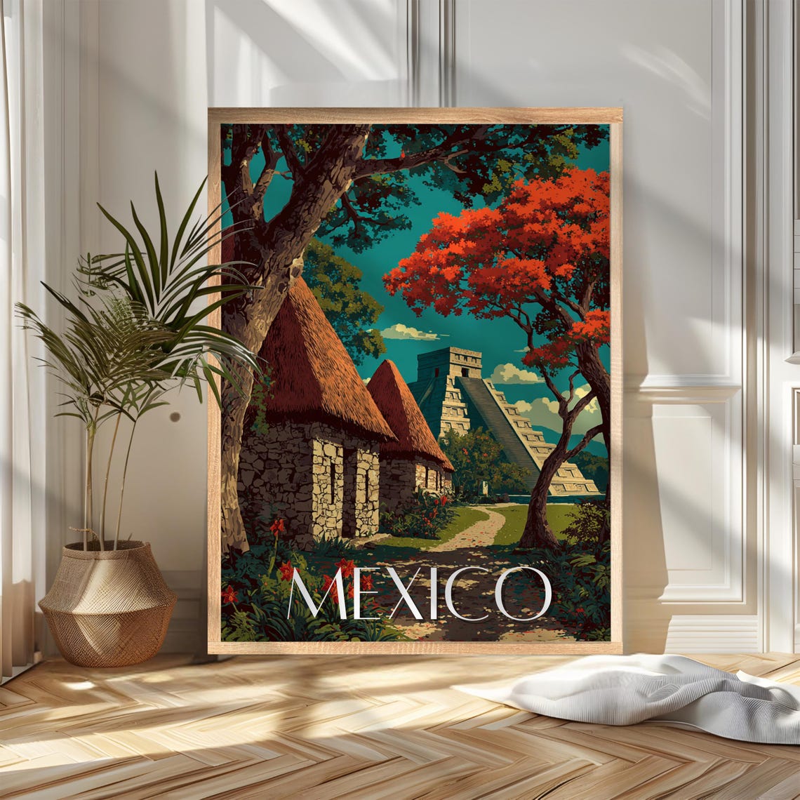 Mexico Travel Poster Print Chichen Itza Wall Art Wanderlust Home And Office Decor Gift For Travelers
