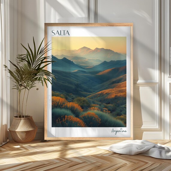 Salta Argentina Golden Mountain Valleys Scenic Travel Poster