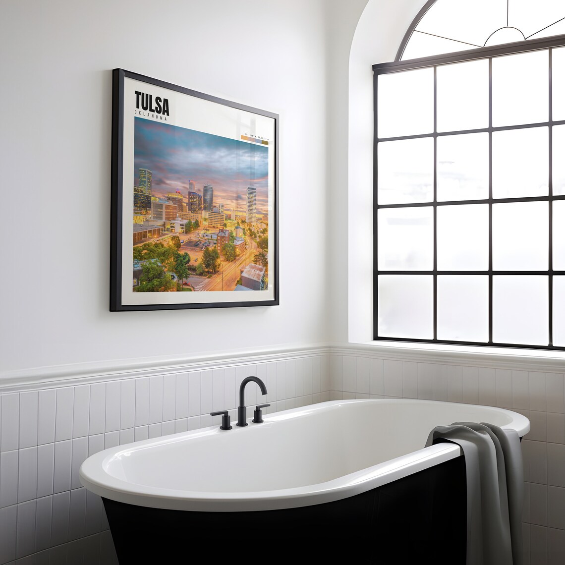 Tulsa Oklahoma Downtown Skyline Golden Sunset City Lights View Poster - Image 2