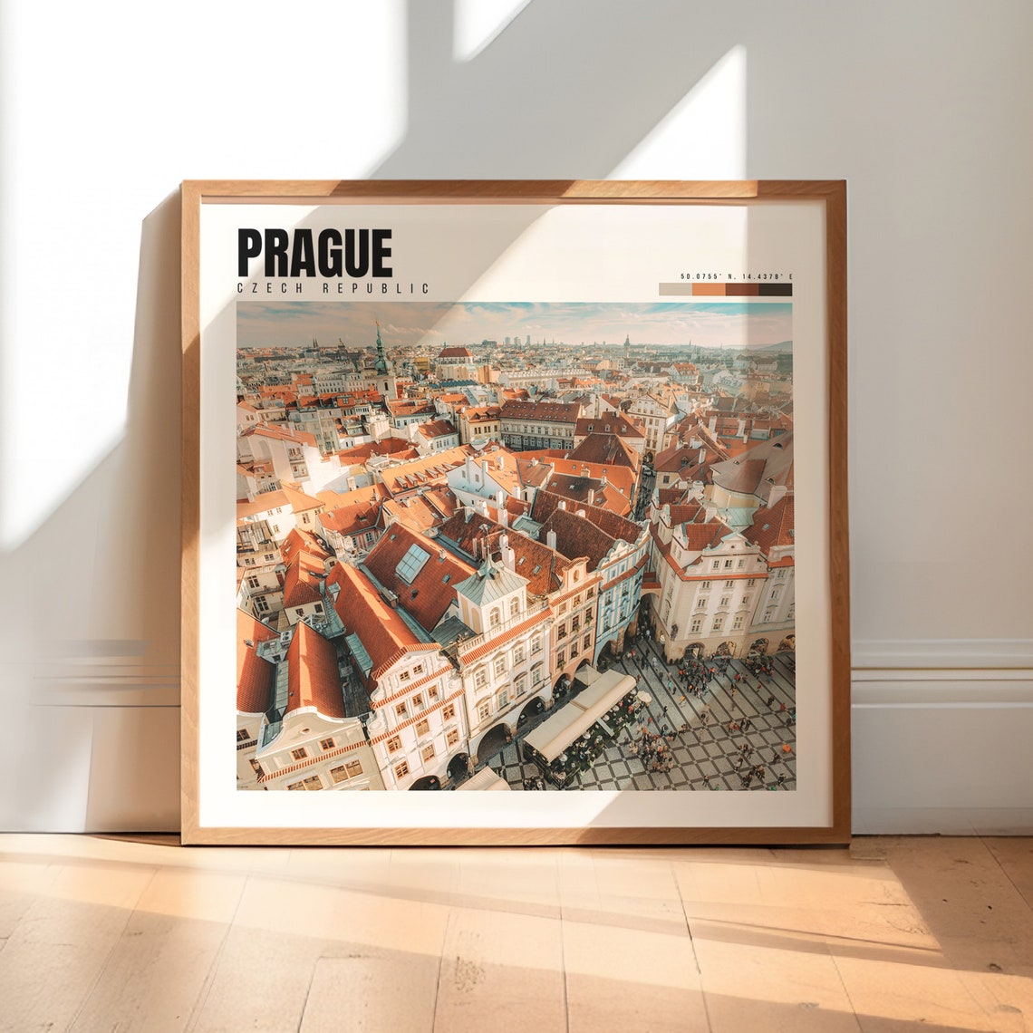 Prague Czech Republic Old Town Square Aerial Rooftops Travel Poster