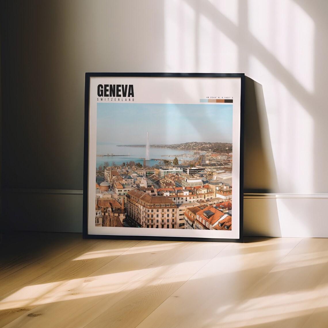 Geneva Switzerland Aerial City View with the Jet d'Eau Poster - Image 3