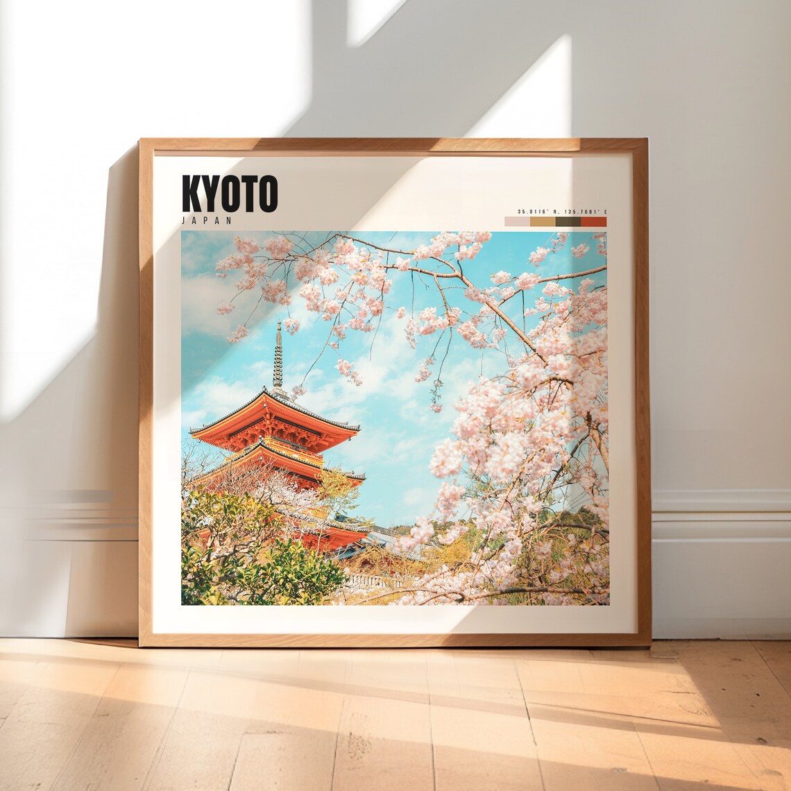 Kyoto Japan Cherry Blossom Pagoda in Springtime Bloom Poster
