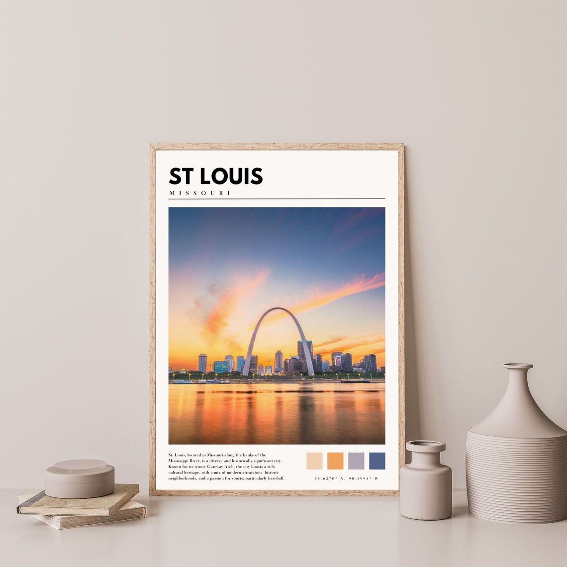 St Louis Missouri Gateway Arch Sunset River Skyline Glow Travel Poster - Image 4