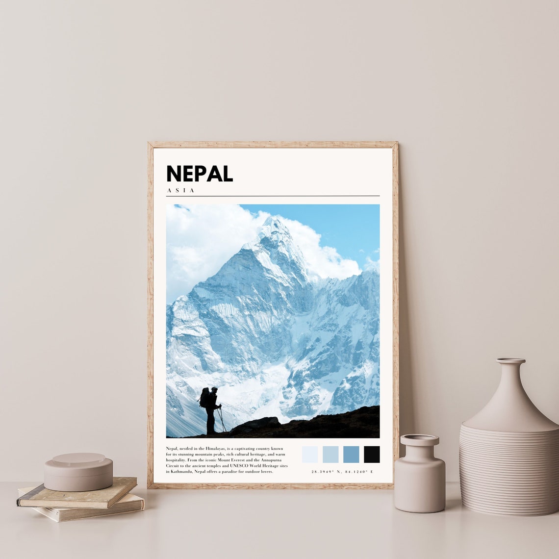 Nepal Himalayan Snow Peak Lone Trekker Silhouette Travel Poster - Image 4