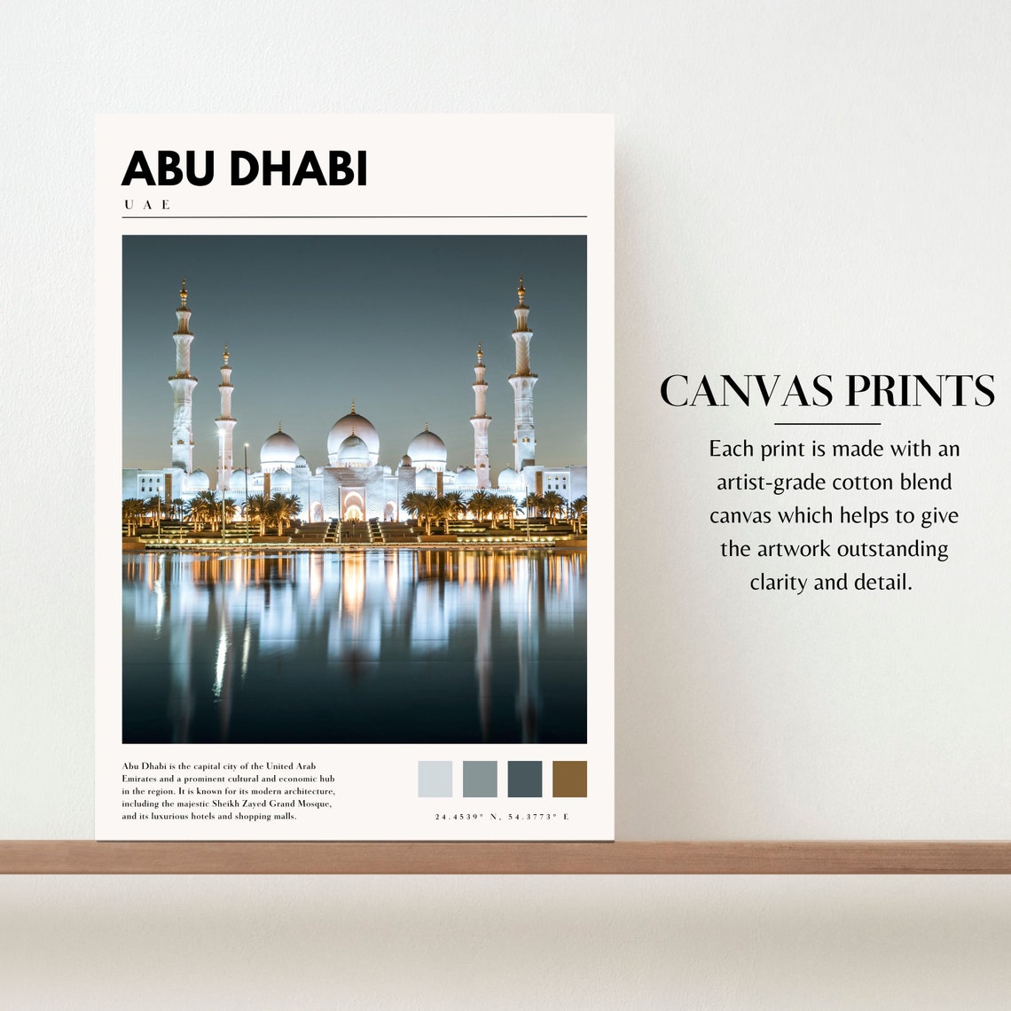 Abu Dhabi UAE Sheikh Zayed Grand Mosque Illuminated Night Poster - Image 2