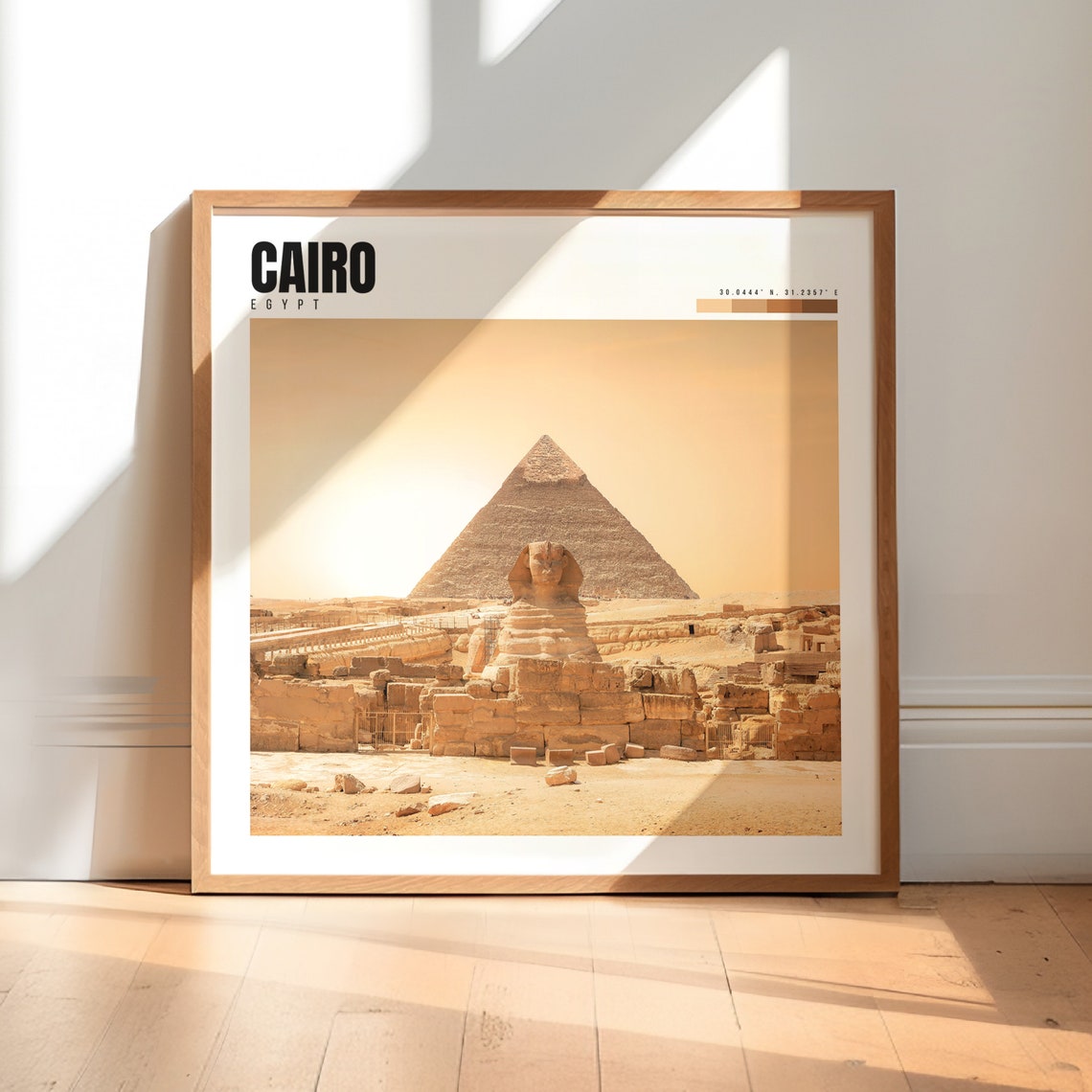 Cairo Egypt Great Sphinx Pyramid Giza Golden Desert View Poster