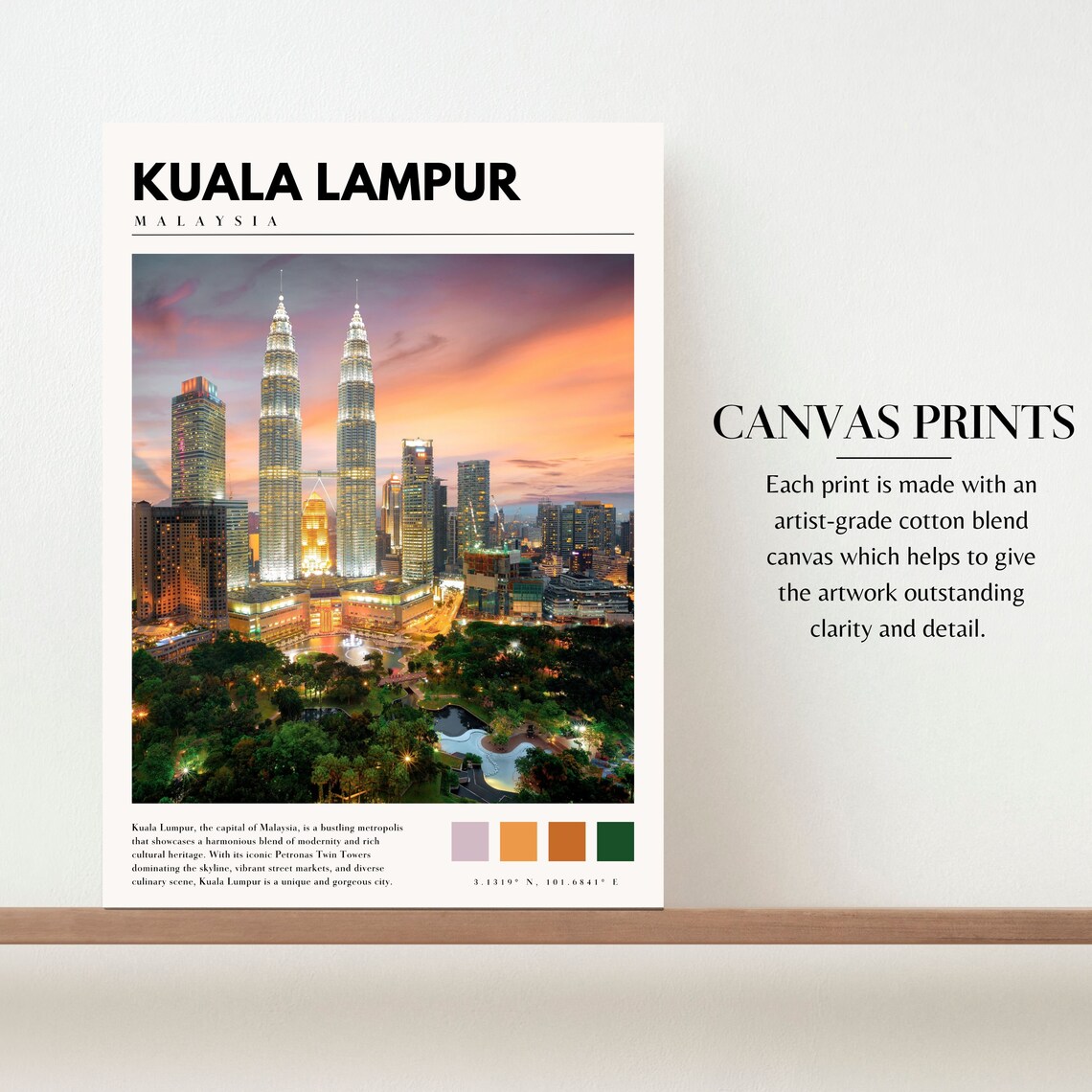 Kuala Lumpur Malaysia Petronas Twin Towers Dusk Skyline Travel Poster - Image 2