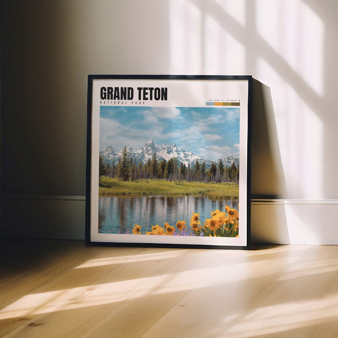 Grand Teton National Park Snowy Peaks Lake Reflection Travel Poster - Image 3