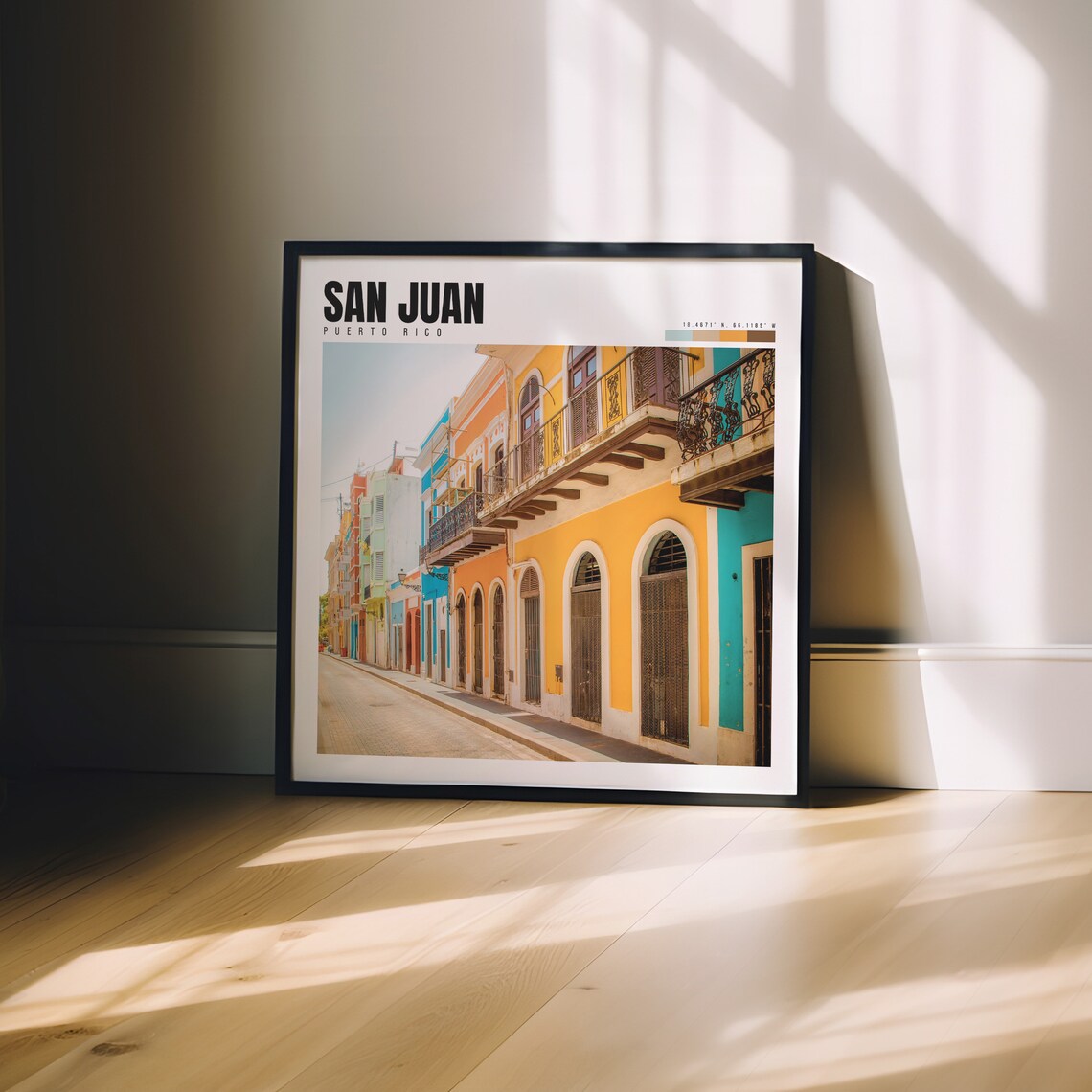San Juan Puerto Rico Old Town Colorful Colonial Street Balcony Poster - Image 3