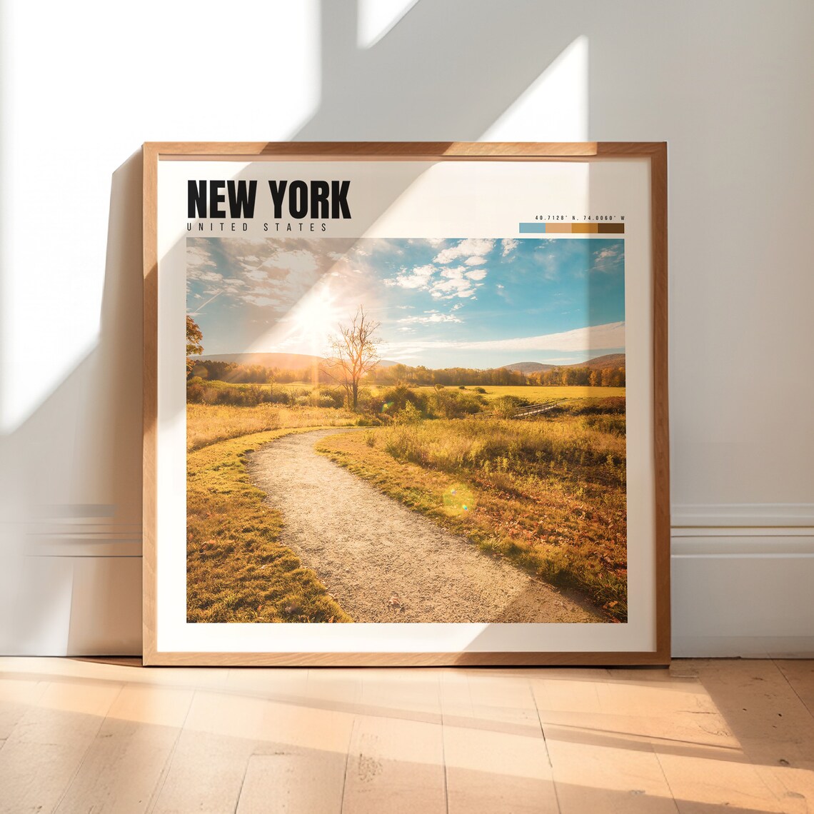 Upstate New York Countryside Path Golden Sunset Nature Travel Poster