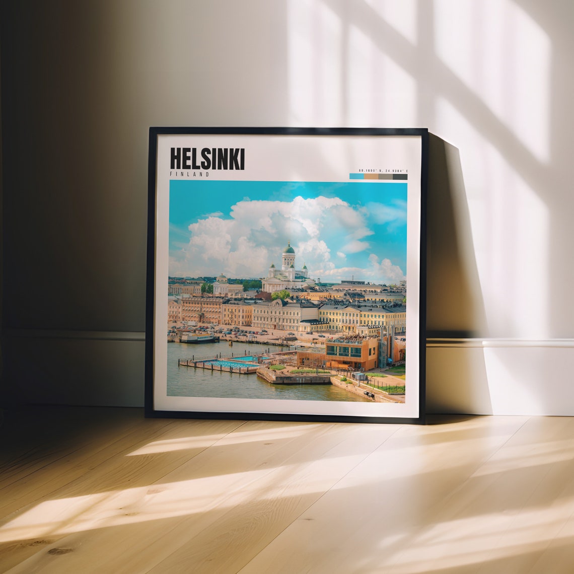 Helsinki Poster with Cathedral and Harbor on a Bright Summer Day - Image 3