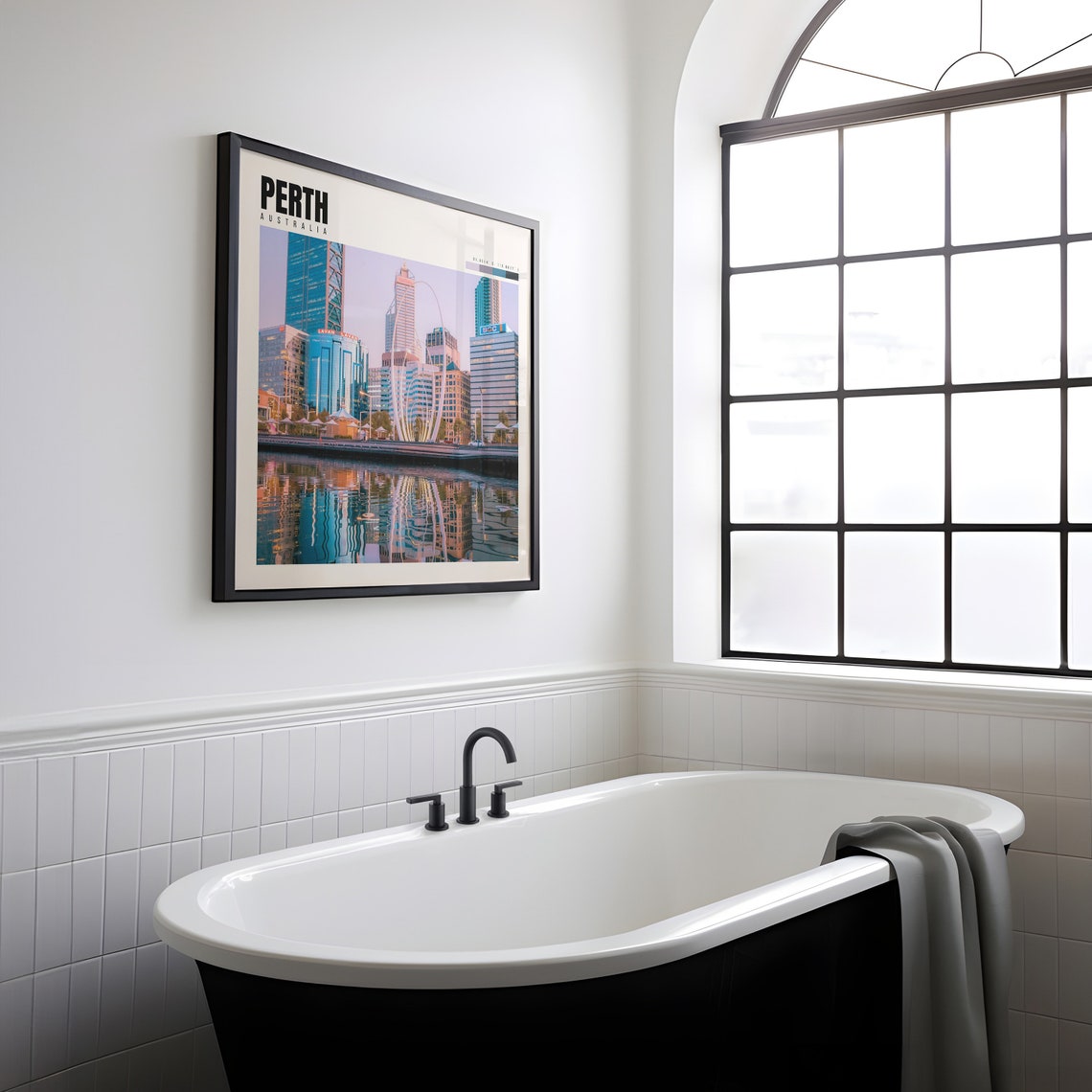 Perth Poster with Elizabeth Quay Skyline and River Reflection View - Image 2