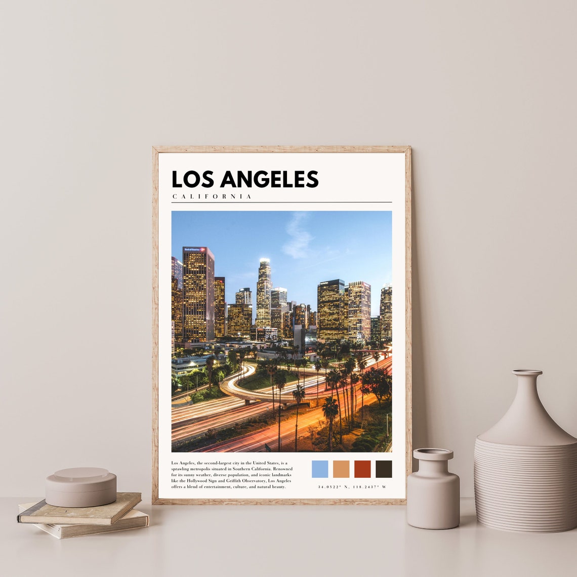 Los Angeles Downtown Dusk Freeway Light Trails Travel Poster - Image 4