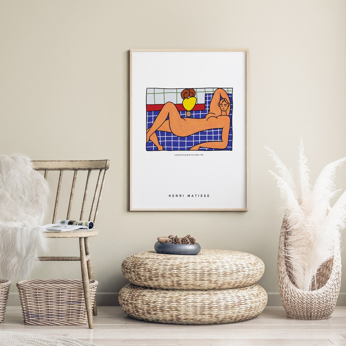 Henri Matisse Painting Art Interior Poster Wall Art Interior Decor Hand Drawing Large Reclining Nude Pink Nude - Image 2