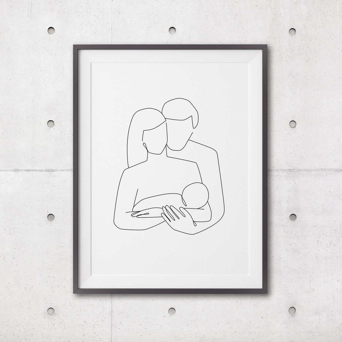 Abstract Family Line Art Print Family Line Drawing Family Portrait Line Art Minimalist Nursery Print Baby Art Baby Shower