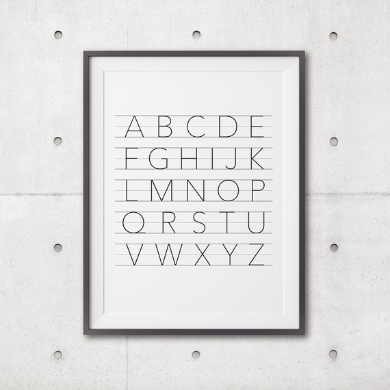 Alphabet Art Print Alphabet Art Black And White Letter Poster Modern Wall Art Graphic Poster Minimalist Art