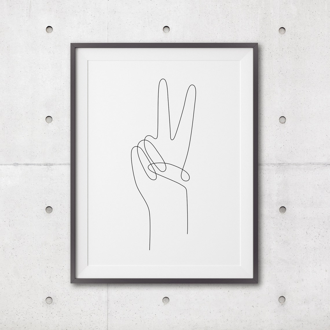 Victory Hand Sign Print Line Art Poster Line Art Minimal Peace Hand Poster Black White Art Line Print Sketch Hand Drawing - Image 3