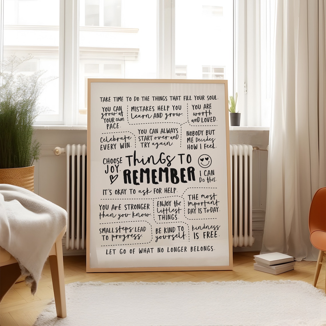 Things To Remember Positive Affirmations Art Print, CBT - Image 3