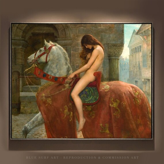 John Collier Lady Godiva 1898 Nude Horsewoman Medieval Legend Oil Poster