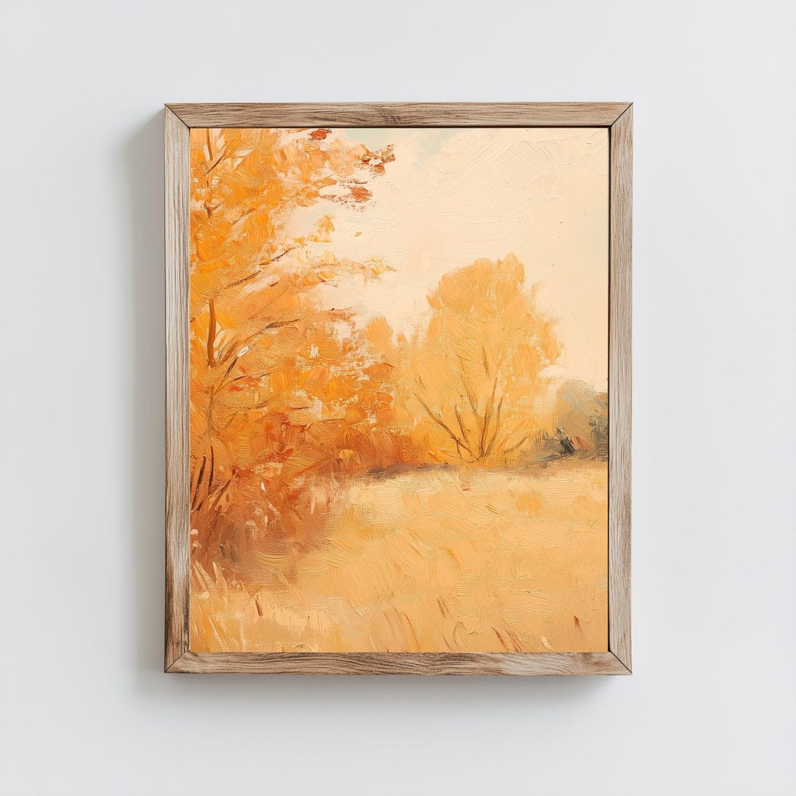 Peachy Fall Trees Golden Field Impressionist Autumn Landscape Poster - Image 2