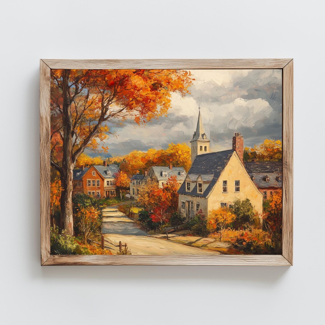 Autumn New England Vintage Oil Painting Art Print - Image 2