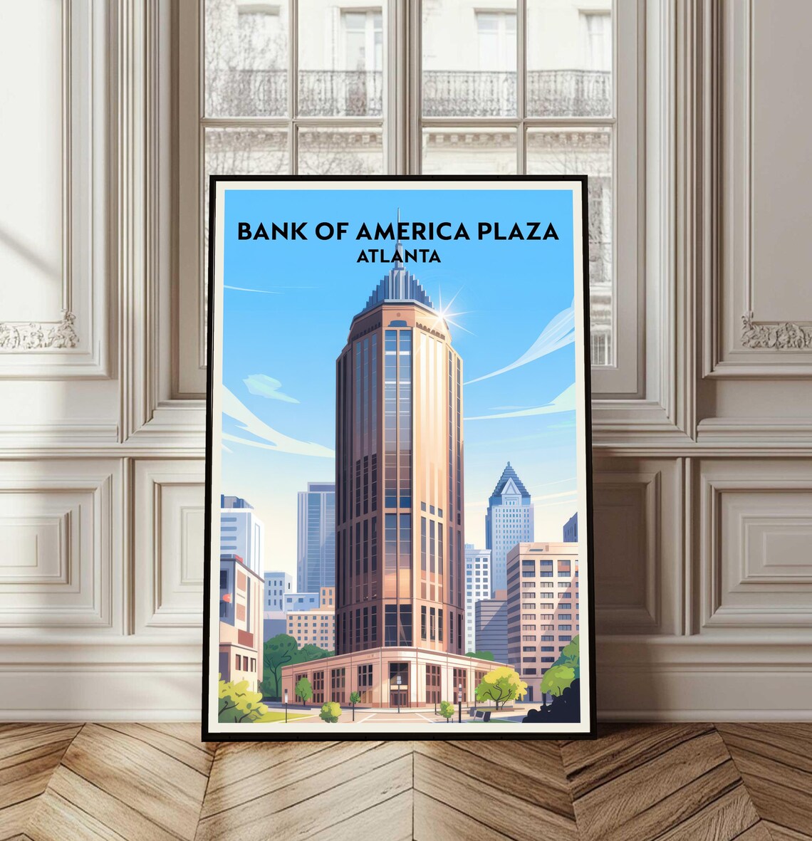 Bank Of America Plaza Atlanta Skyscraper Travel Poster Cityscape