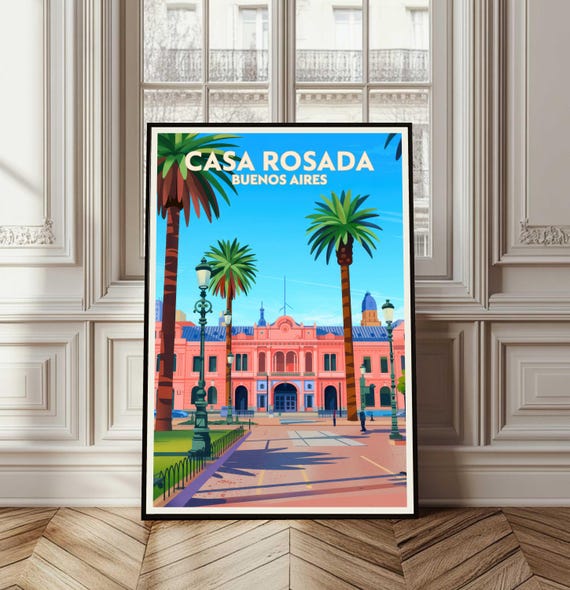 Casa Rosada Poster Argentina Buenos Aires Art Travel City Gift Vintage Wall Decor