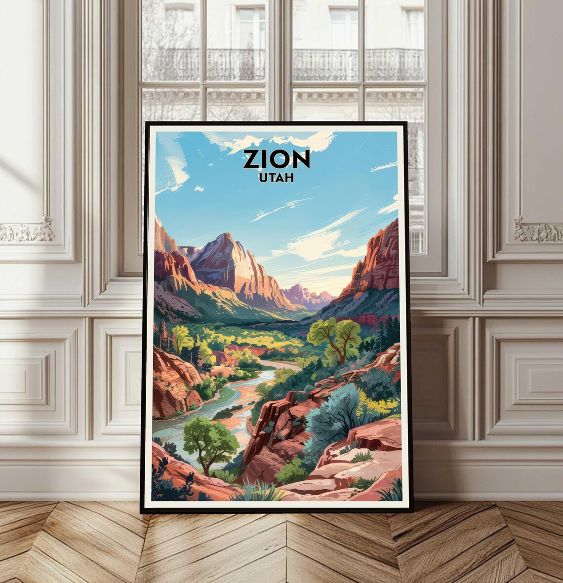 Zion Utah National Park Vintage Travel Poster Canyon Mountain View