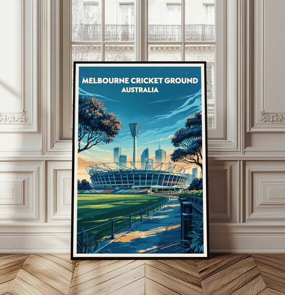 Melbourne Cricket Ground Australia Stadium Vintage Travel Poster