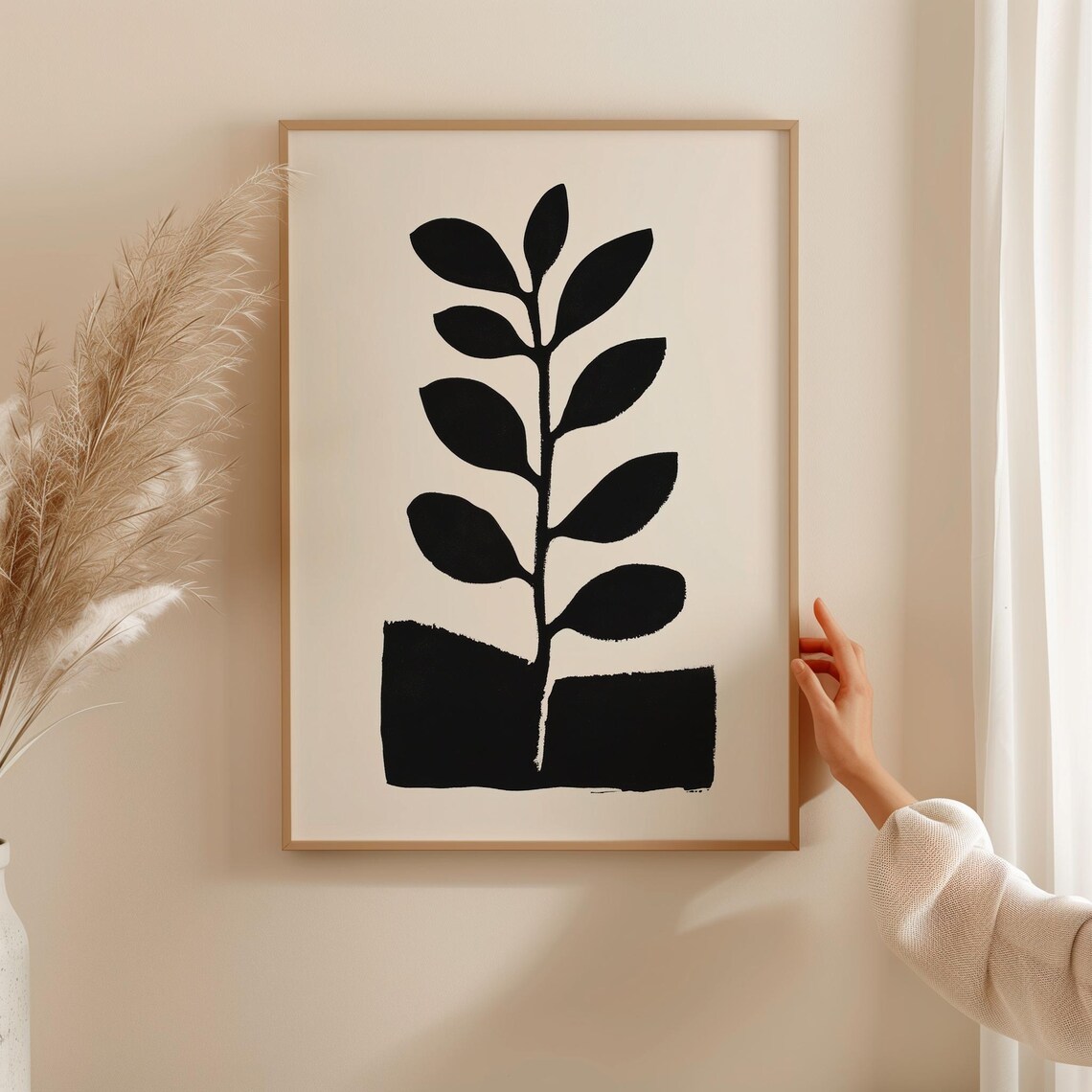 Botanical Wall Art Print, Minimalist Scandinavian Leaf