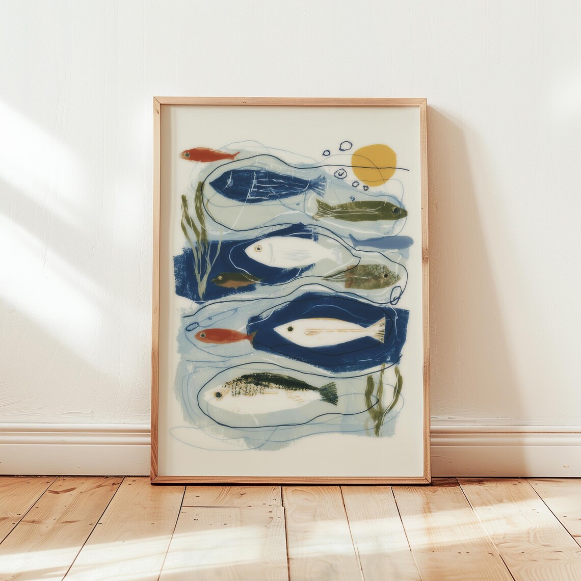 Coastal Nautical Fish, Midcentury Style Folkart