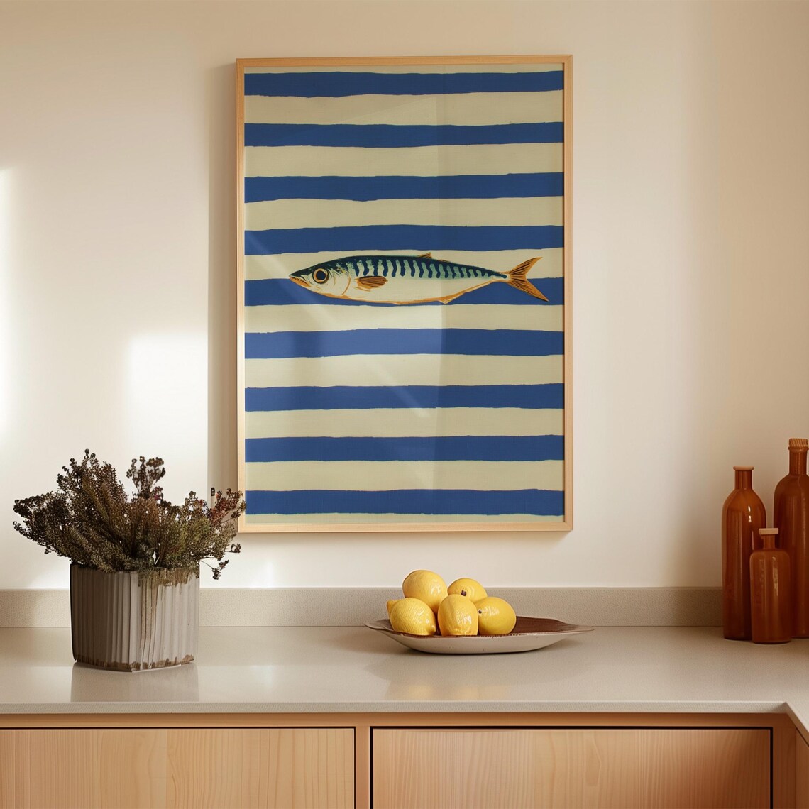 Sardine Print, Coastal Nautical Illustration