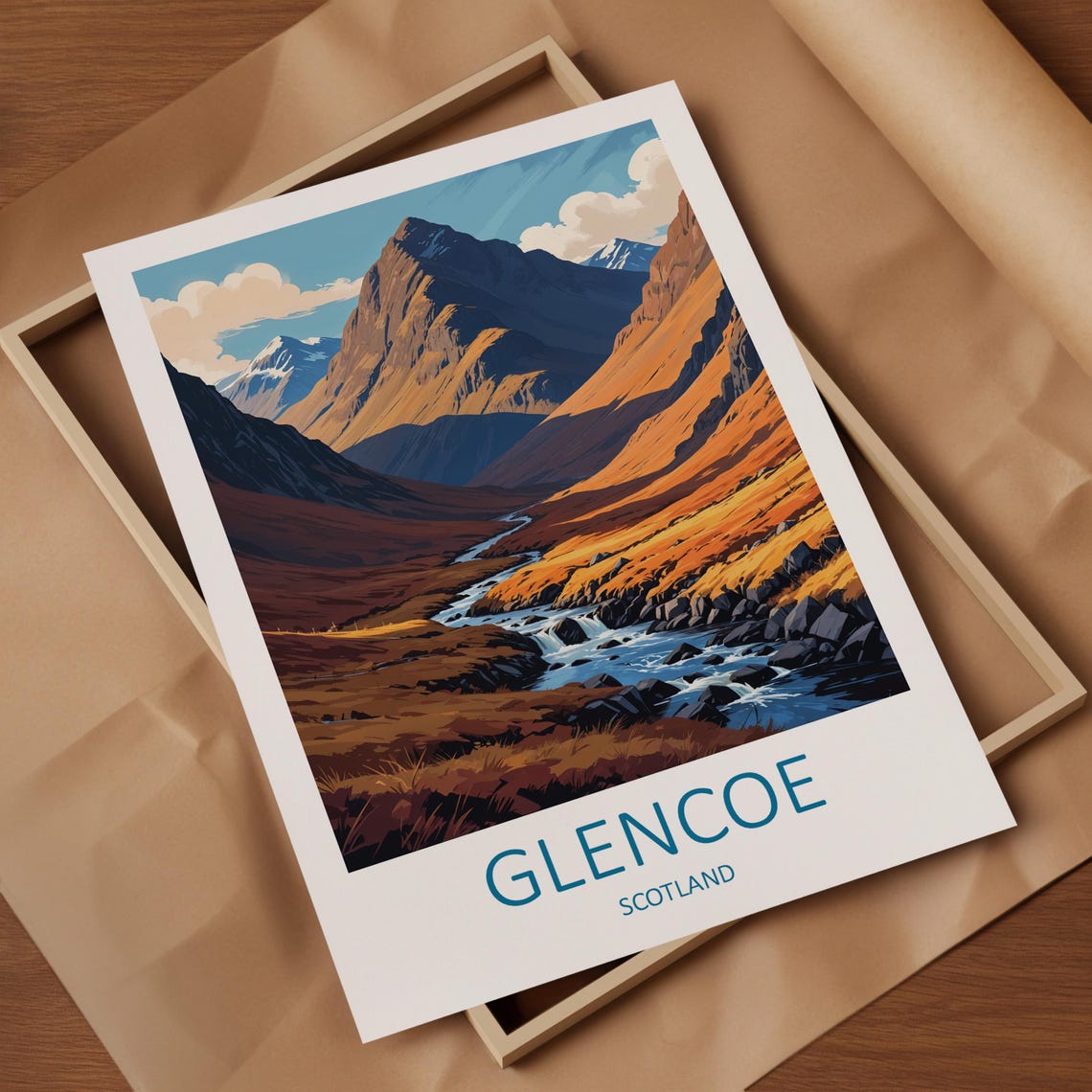Glencoe Scotland Dramatic Valley Stream And Rocky Mountain Poster - Image 4