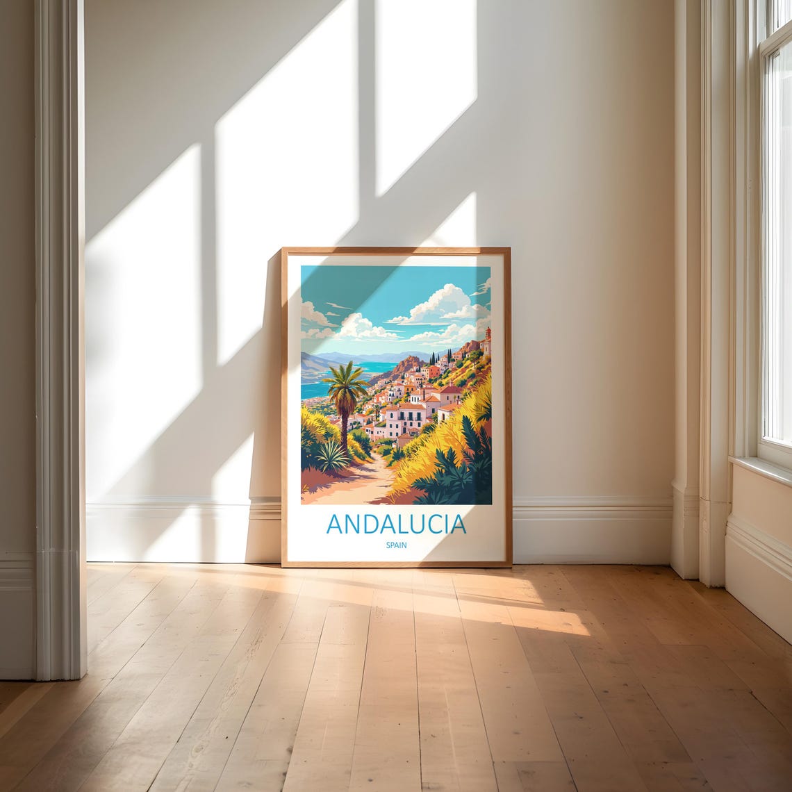 Andalucia Spain White Hillside Village Overlooking The Sea Poster - Image 6