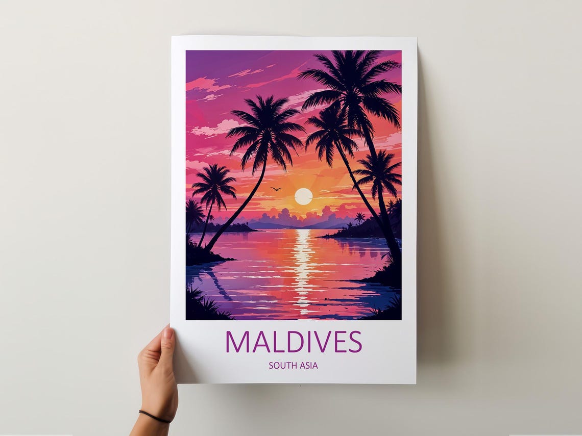 Maldives Print Maldives Poster South Asian Art Tropical Sunset Print Travel Memories Gift Maldives Travel Print Tropical Beach Print - Image 5