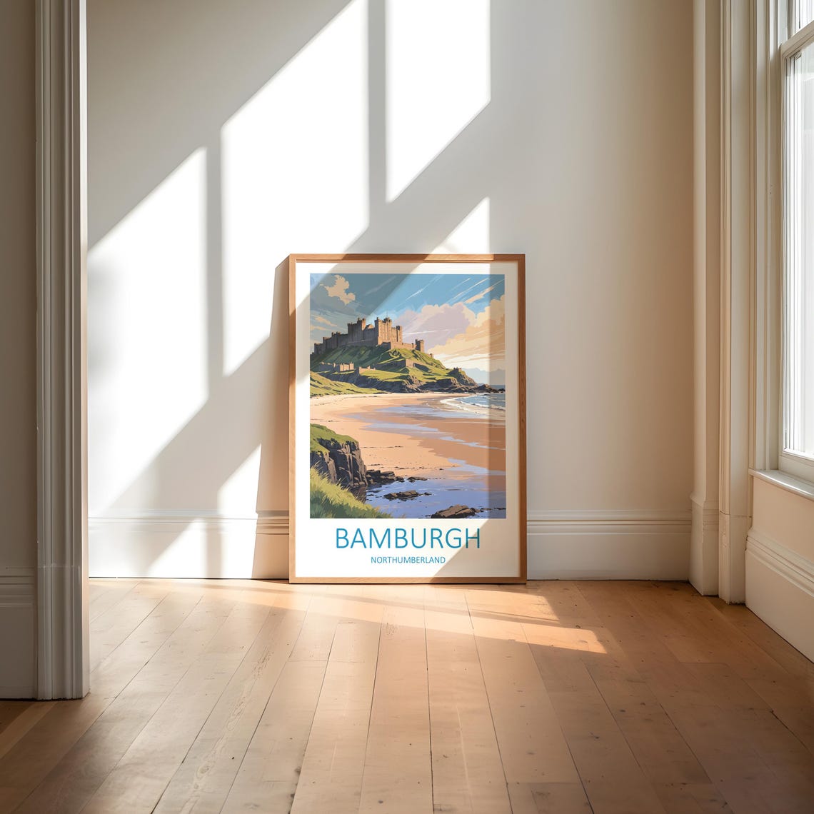 Bamburgh Castle Northumberland Coast Sandy Beach Travel Poster - Image 6
