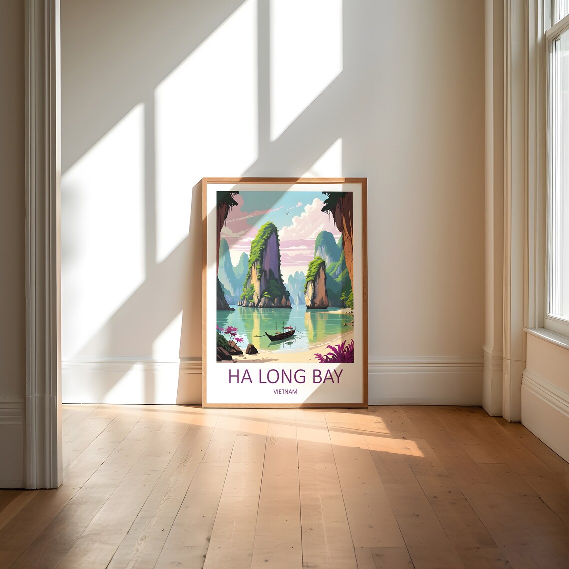 Ha Long Bay Vietnam Karst Islands Boat Turquoise Sea Scene Poster - Image 6