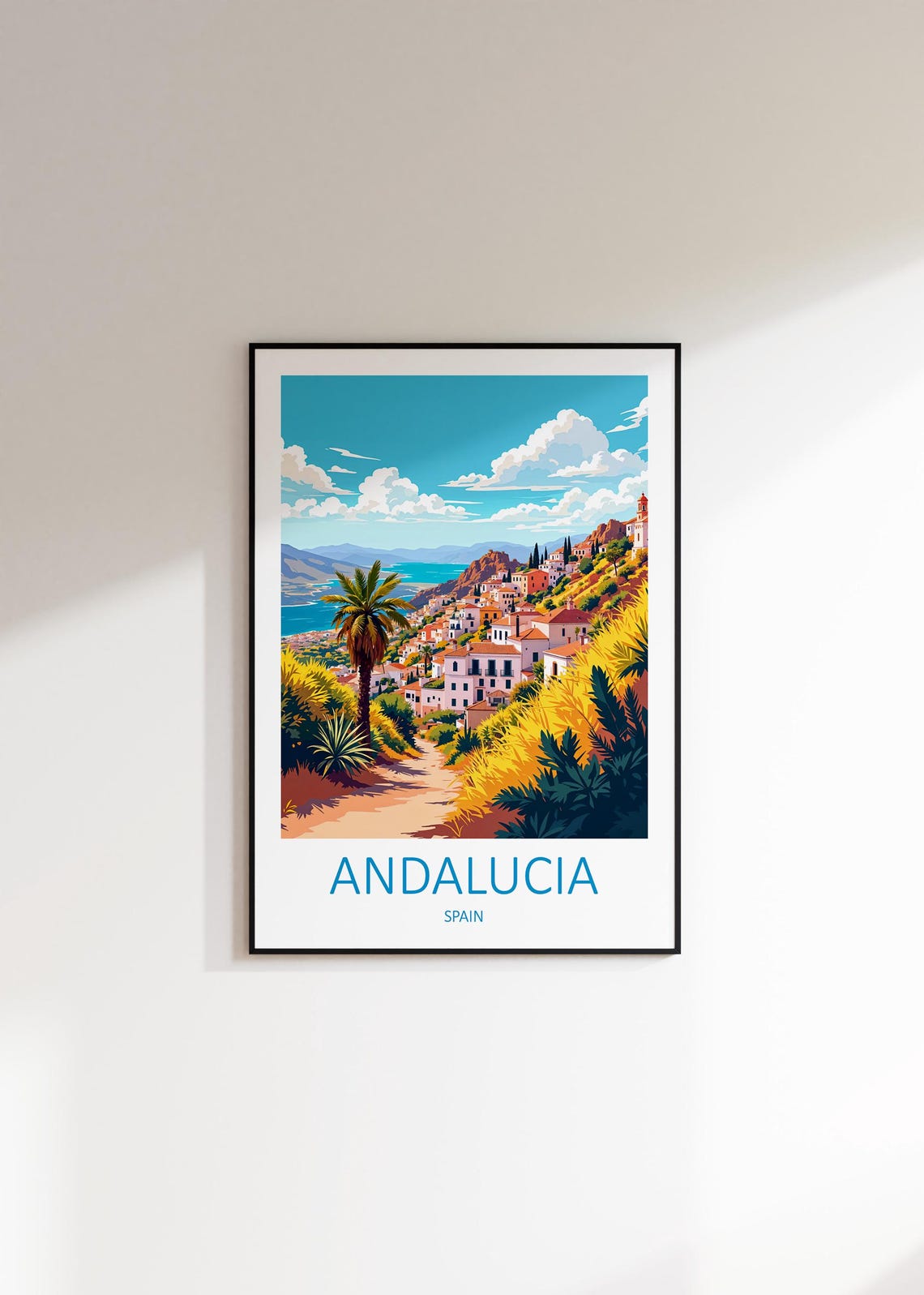 Andalucia Spain White Hillside Village Overlooking The Sea Poster - Image 2