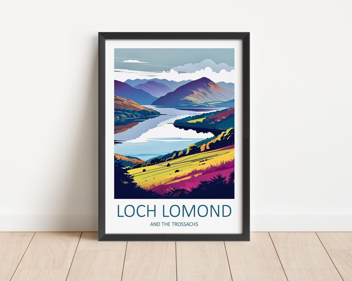 Loch Lomond and the Trossachs Scotland Mountain Lake View Poster