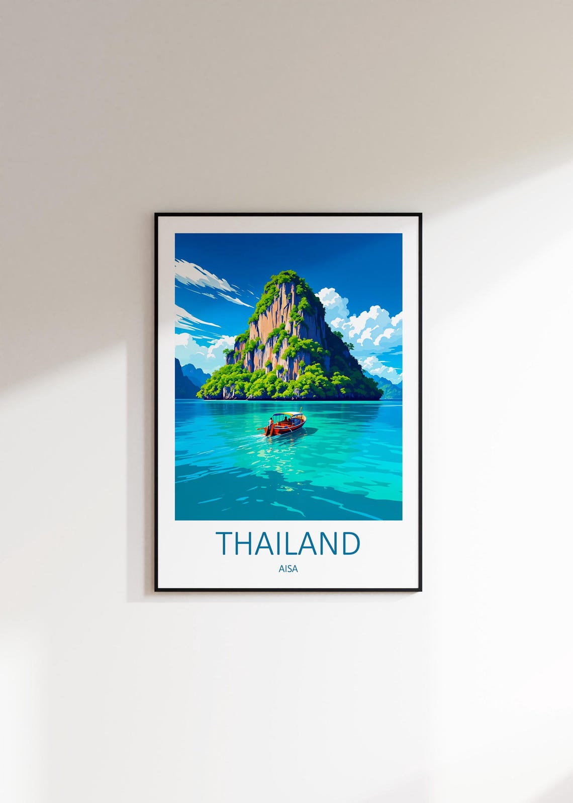Thailand Limestone Karst Island Longtail Boat Bay Scenic Travel Poster - Image 3