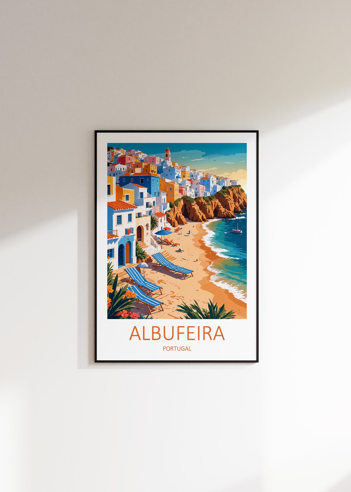 Albufeira Travel Print Portugal Wall Art Albufeira Poster Portugal Print Art Lover Gift Travel Gift Portuguese Decor Home Wall Hanging - Image 3
