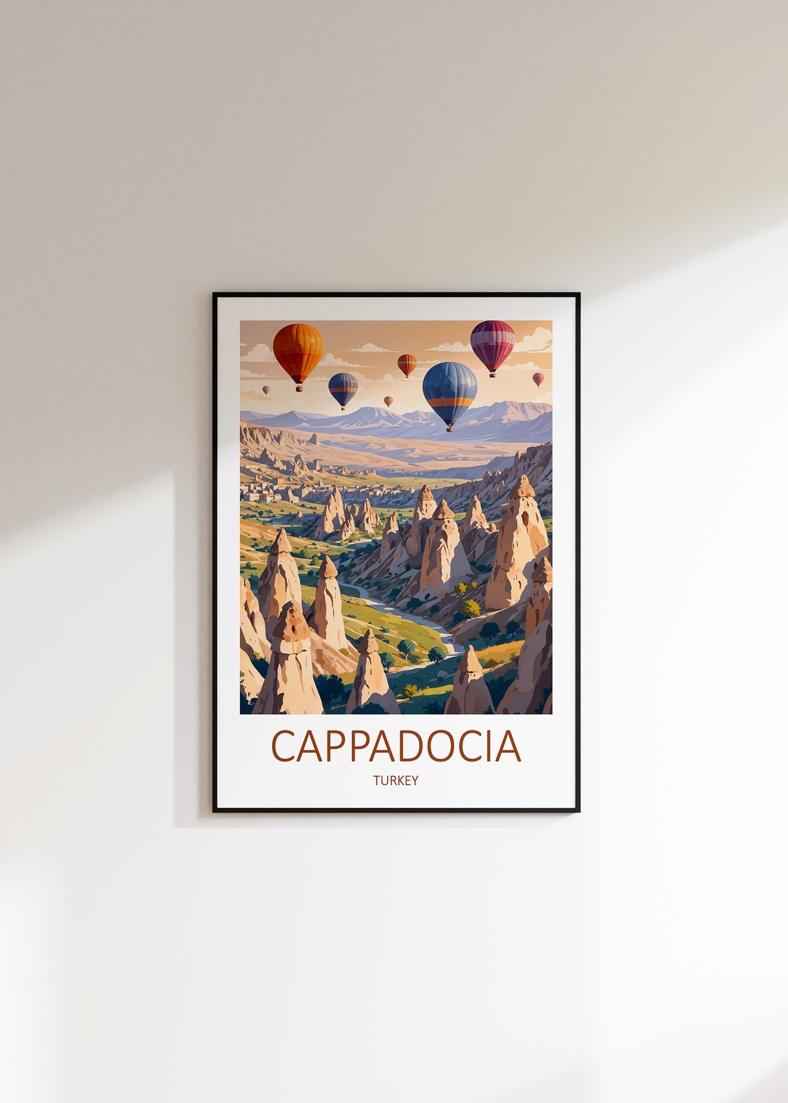 Cappadocia Turkey Hot Air Balloons Desert Valley Travel Poster - Image 3