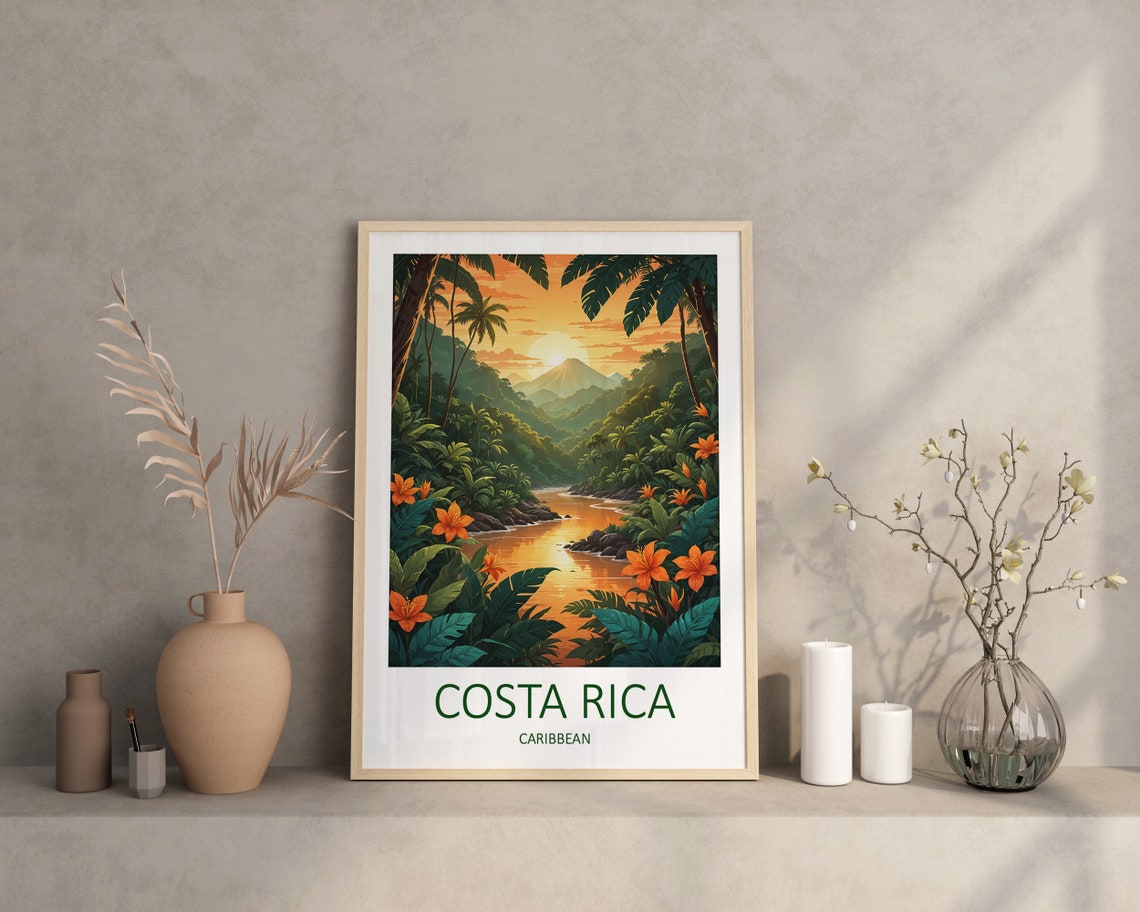 Costa Rica Print Costa Rica Art Print Caribbean Poster Travel Gift Costa Rica Poster Caribbean Gifts Costa Rica Travel Print Tropical - Image 4