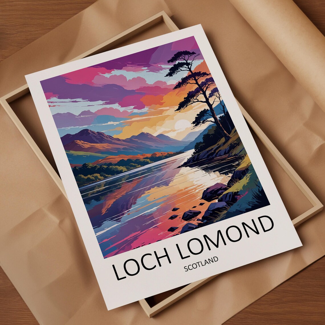 Loch Lomond Scotland Pink Sunset Loch Shore Glow Travel Poster - Image 4