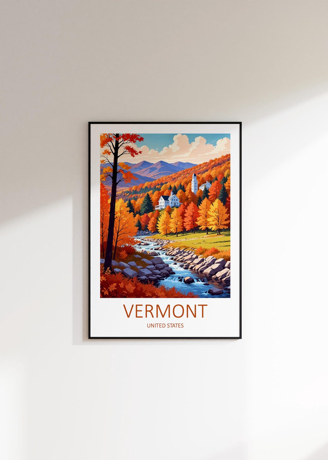 Vermont Print Vermont Wall Art Vermont Poster United States Fall In Vermont Vermont Travel Print Autumn Wall Art Birthday Gift - Image 3
