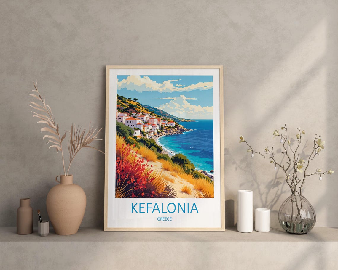 Kefalonia Greece Travel Print Kefalonia Gifts Kefalonia Wall Art Greece Print Travel Gift Kefalonia Poster Greek Islands Anniversary - Image 3