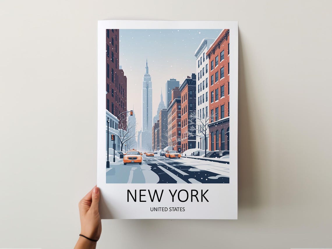 New York Print New York Gifts New York Poster New York City Travel Print New York Winter Empire State New York Taxi New York Wall Art - Image 5
